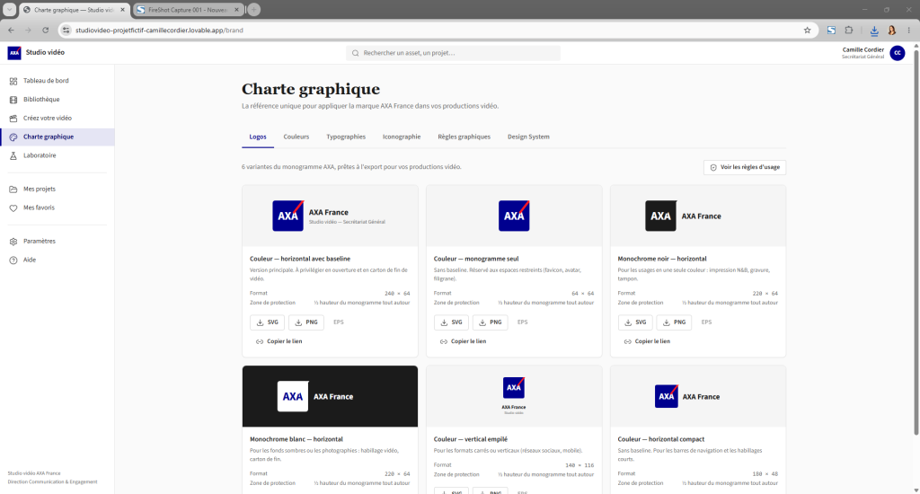 Lovable - Projet fictif - Studio vidéo AXA France - Charte graphique - Logos