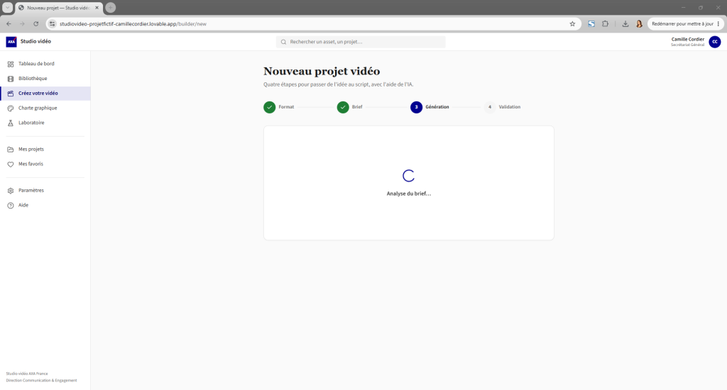Lovable - Projet fictif - Studio vidéo AXA France - Generation IA