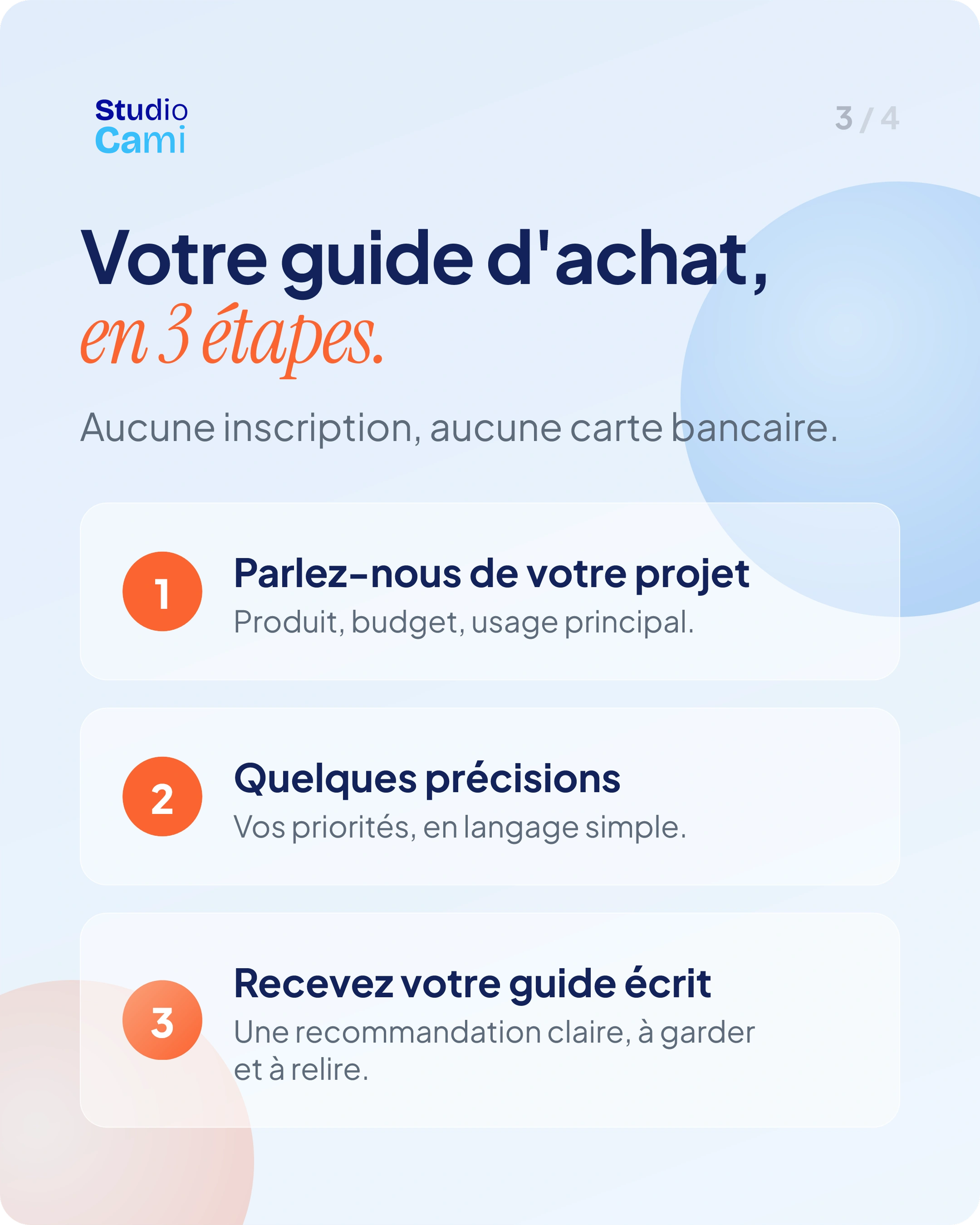 Studio Cami IA - Guide d'achat - Carrousel - Slide 3 sur 4