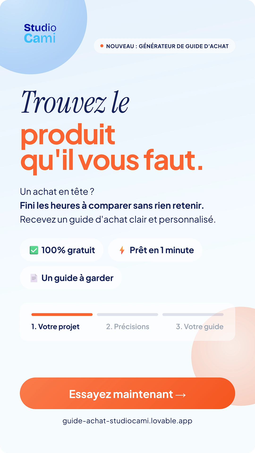 Studio Cami IA - Guide d'achat - Instagram story