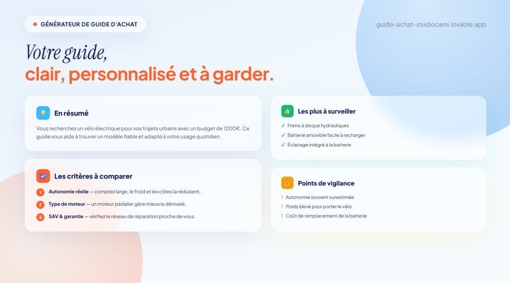 Studio Cami IA - Guide d'achat - Les plus du guide