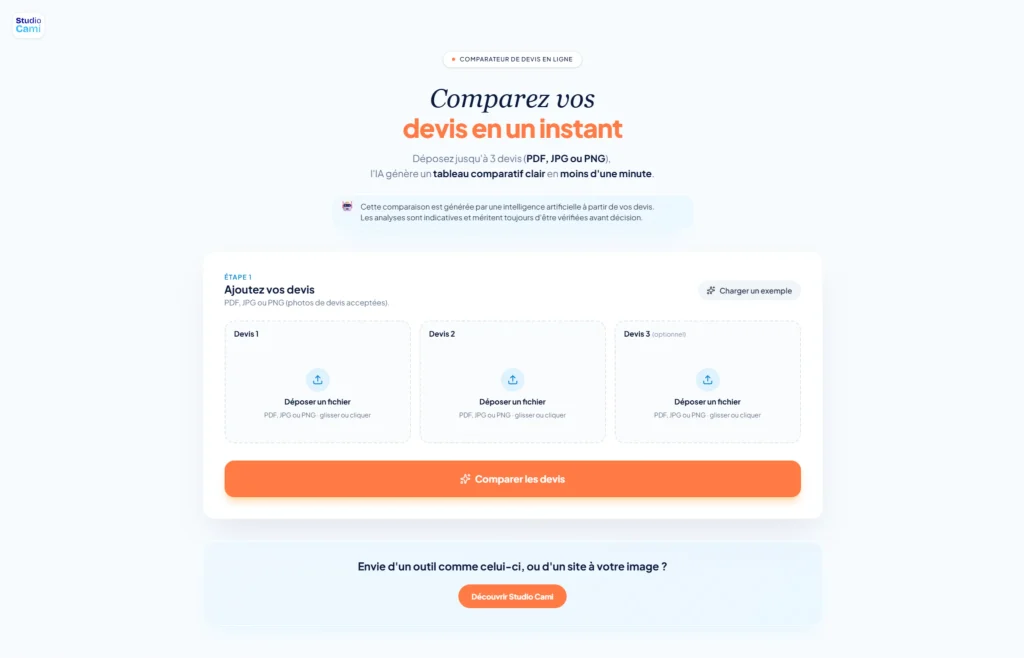 Outils IA - Comparateur de devis en ligne rapide et gratuit