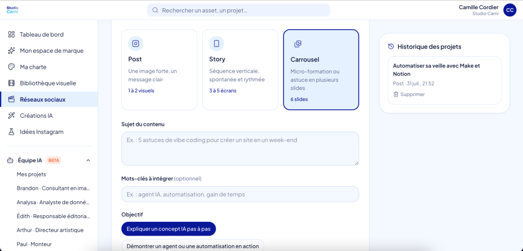Studio Cami - Création de contenu