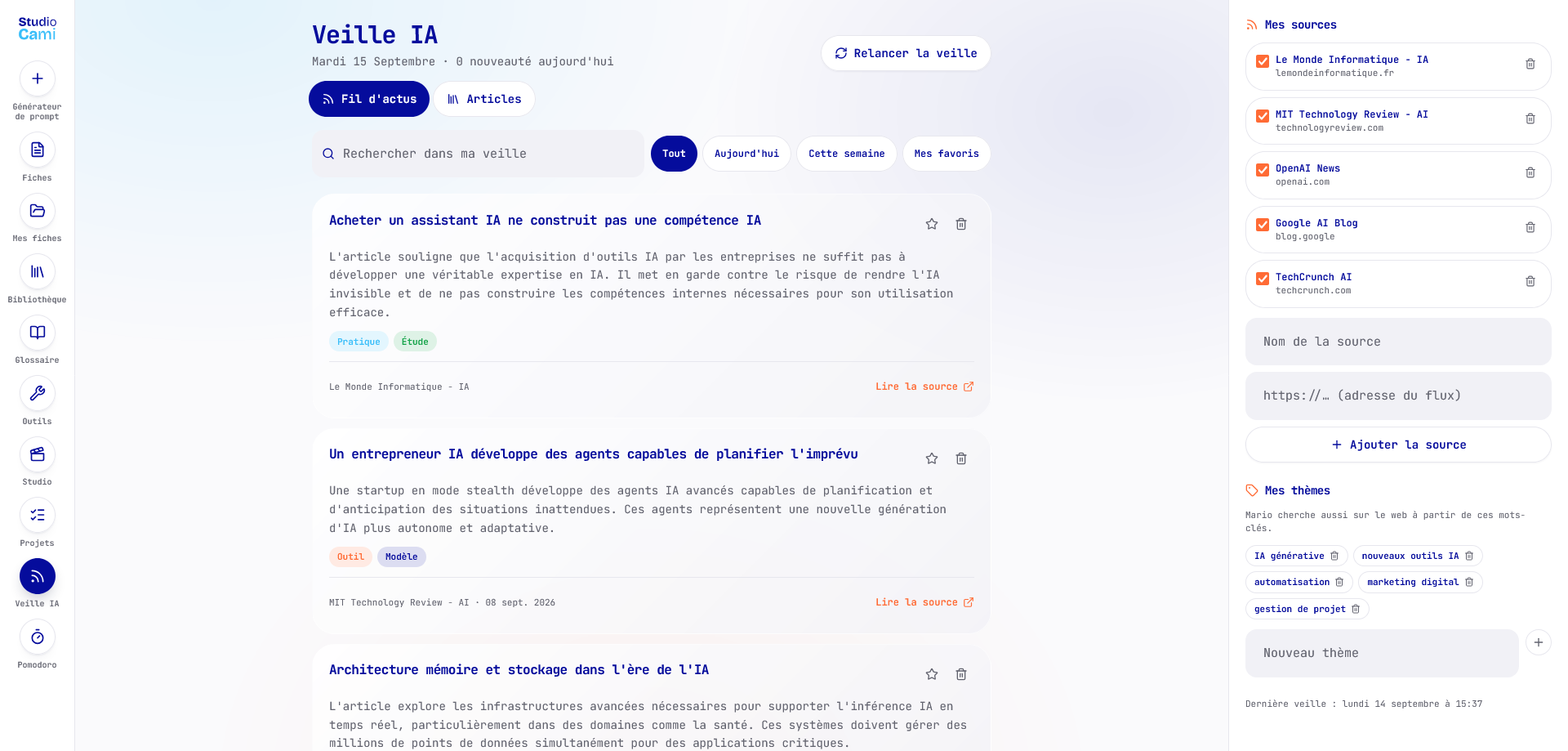 Studio Cami - Veille IA